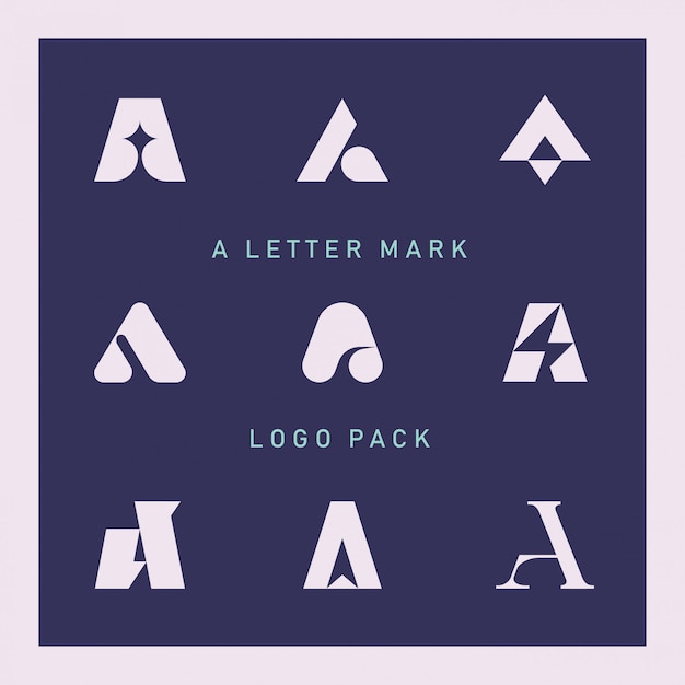 Plik wektorowy alphabet a letter mark logo pack