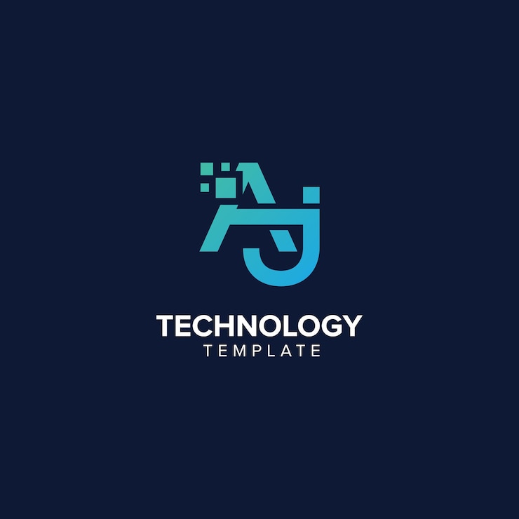Wektor alphabet letter aj ja technologia logo projekt element piksela