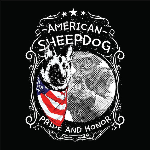 Plik wektorowy american sheepdog pride amp honor wektorowy projekt