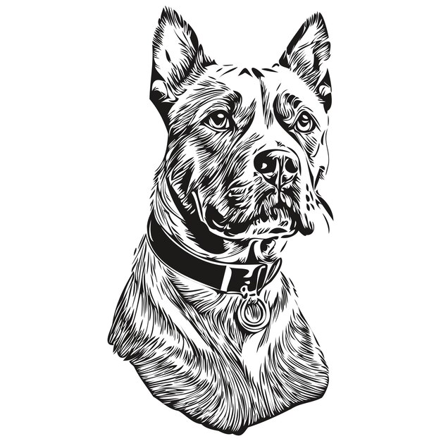 Plik wektorowy american staffordshire terrier pies logo wektor czarno-biały vintage ładny pies głowy grawerowane szkic rysunku