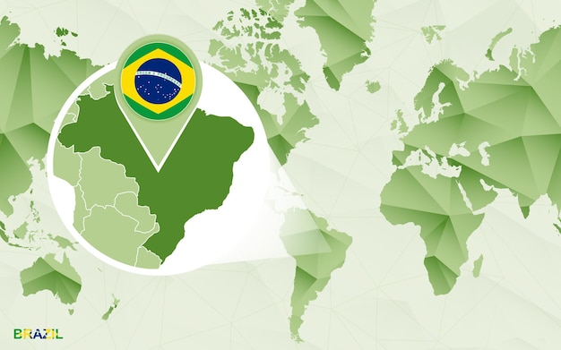 Plik wektorowy ameryka centryczna mapa świata z powiększoną mapą brazylii