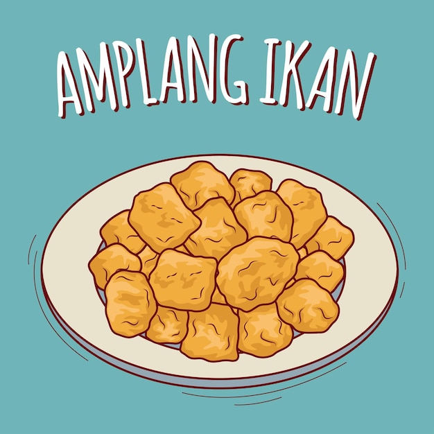 Amplang Ikan Ilustracja Indonezyjskie Jedzenie W Stylu Kreskówki