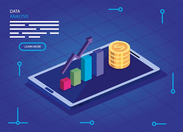 Analiza danych za pomocą smartfona i infographic
