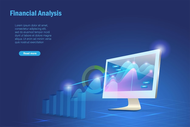 Analiza finansowa Business Intelligence Statystyki giełdowe analizujące wykres wzrostu na komputerze