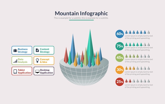 Plik wektorowy analiza produktu mountain 3d infographic layout