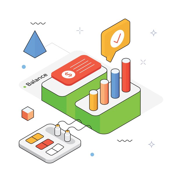 Analytics Dashboard Vector isometric Illustration EPS 10 file