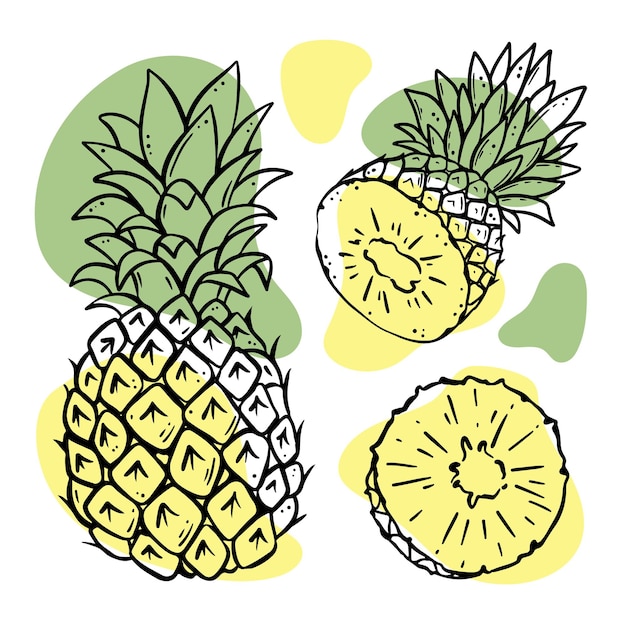 Ananas Pyszne Owoce Tropikalne Całe I Plastry Z Liśćmi