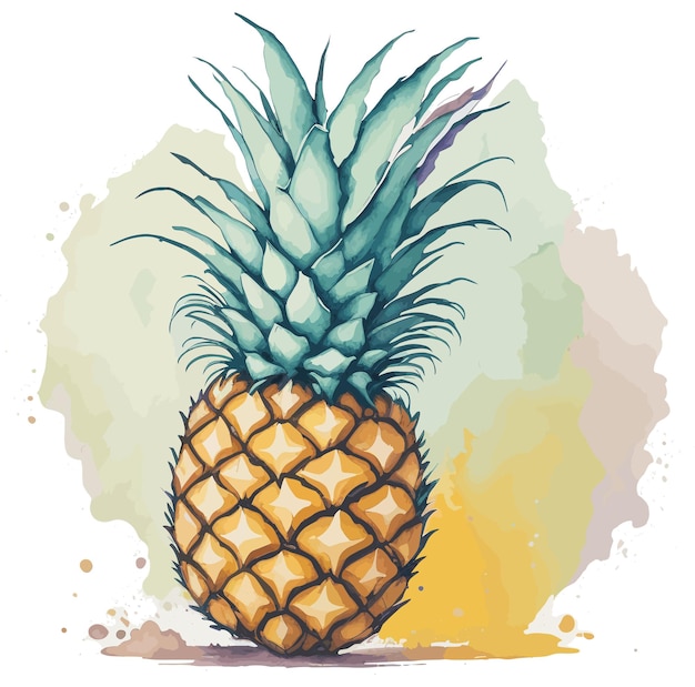 Ananas z zieloną koroną na nim