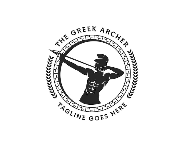 Ancient Archer Logo Grecki łucznik Koło Logo Szablon Projektu Logo Apollo Boga