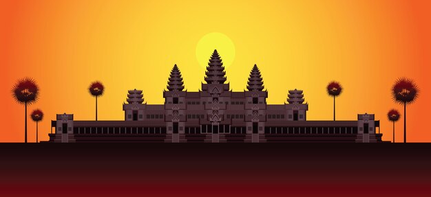 Angkor Wat W Sunrise Kambodża Landmark