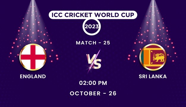Plik wektorowy anglia vs sri lanka 2023 icc cricket world cup z harmonogramem tła