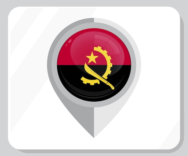 Angola Glossy Pin Lokalizacja Flaga Ikona