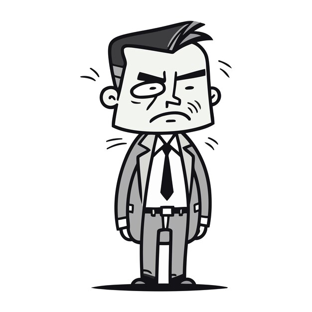 Angry Cartoon Businessman Czarno-białe Ilustracje Wektorowe