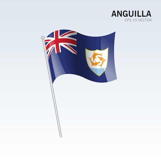 Anguilla Macha Flagą Odizolowaną Na Szaro