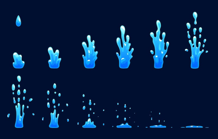 Wektor animacja arkusza sprite'ów wodnych dla efektu fx