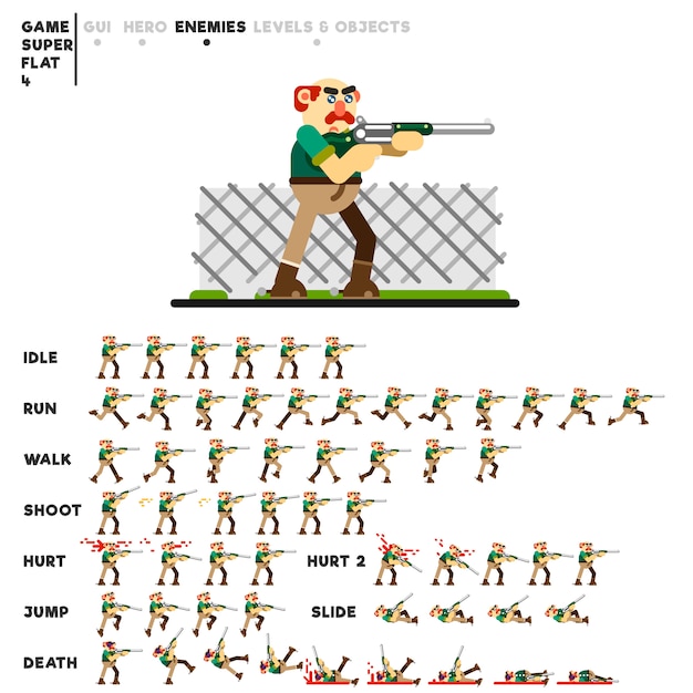 Animacja Starego Banita Ze Strzelbą Do Stworzenia Gry Wideo