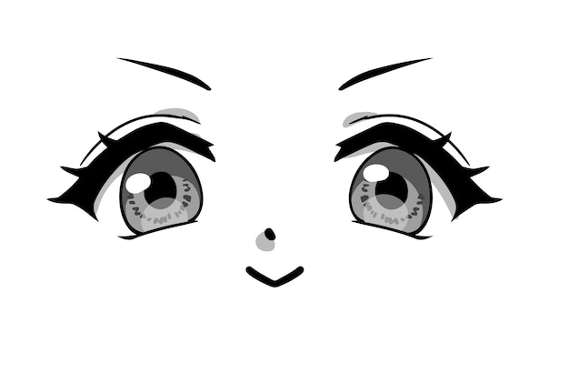 Anime śmieszne wyrażenie Japoński styl manga Ręcznie rysowane ilustracji wektorowych