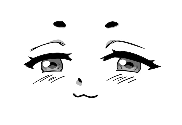 Anime śmieszne wyrażenie Japoński styl manga Ręcznie rysowane ilustracji wektorowych