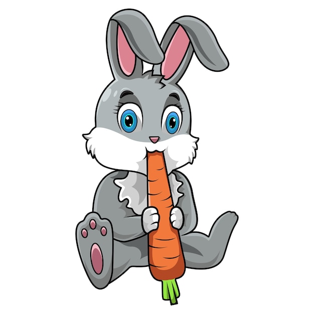Plik wektorowy animowany królik z marchewką w ustach