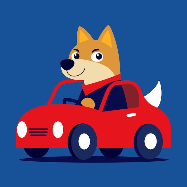 anthropomorphicdogdrivingaredcar1