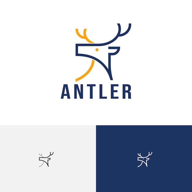 Antler Deer Wildlife Animal Zoo Line Logo