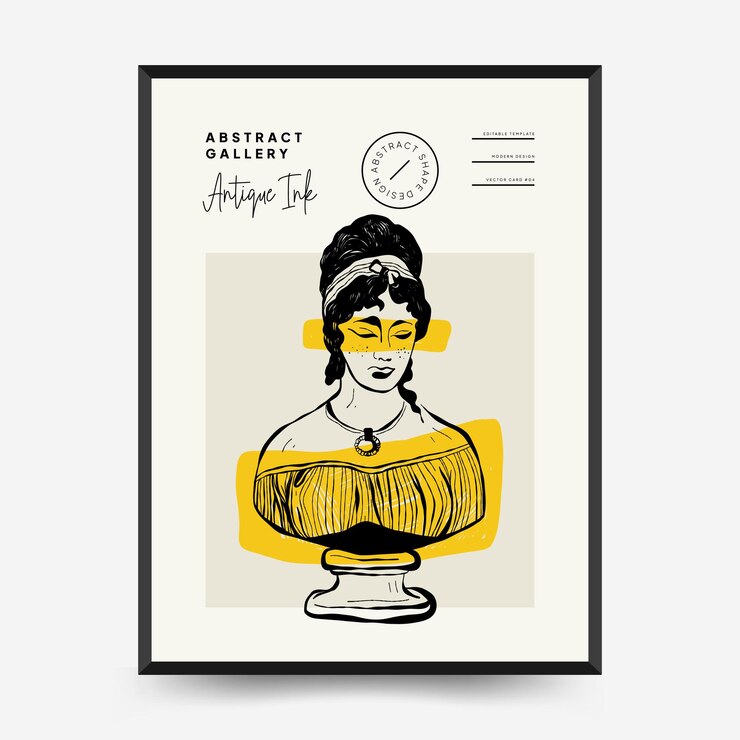 Wektor antyczne posągi pionowe plakaty szablon. nowoczesna karta, grafika ścienna.