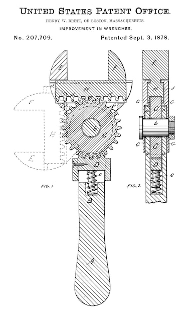 Plik wektorowy antyczny klucz patentowy z 1878 r