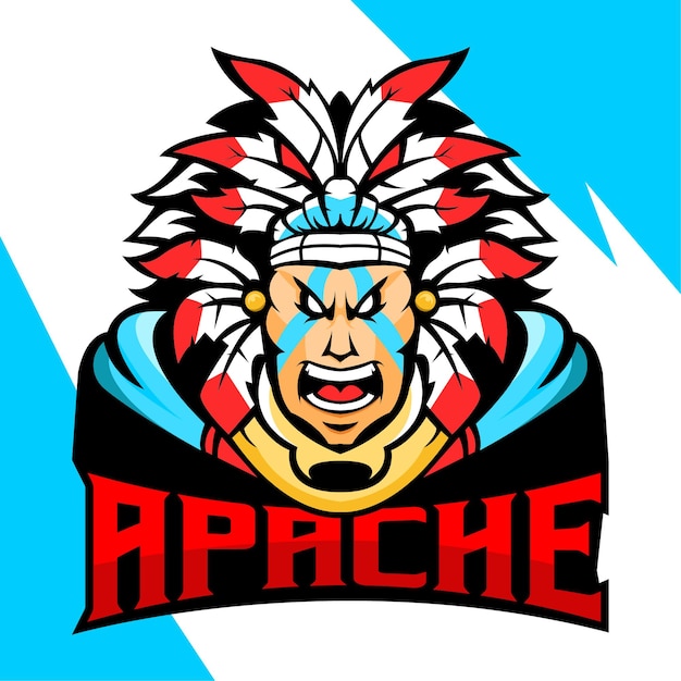 Apache Maskotka Logo Wektora Esport