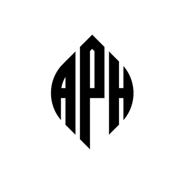 Plik wektorowy aph okrągłe litery projektowanie logo z okręgiem i kształtem elipsy aph elipsy litery z stylem typograficznym trzy inicjały tworzą logo okręgu aph krąg emblem abstrakt monogram liter mark wektor