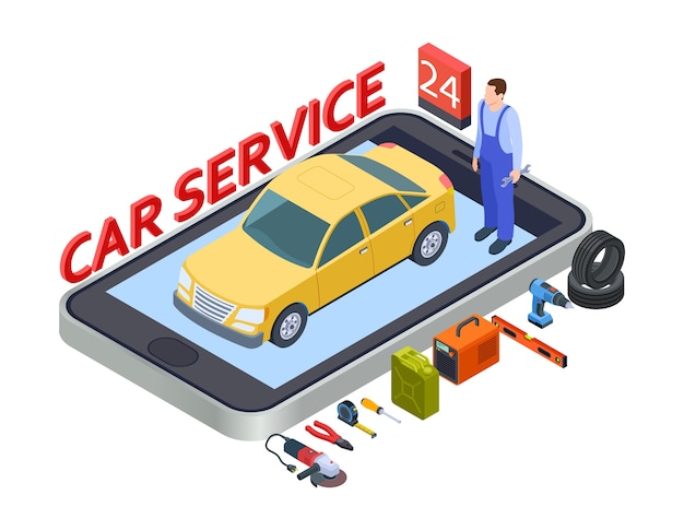 Plik wektorowy aplikacja mobilna auto services