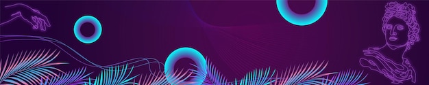 Apollon Art Banner świeci Neonowym Fioletem Solhouette