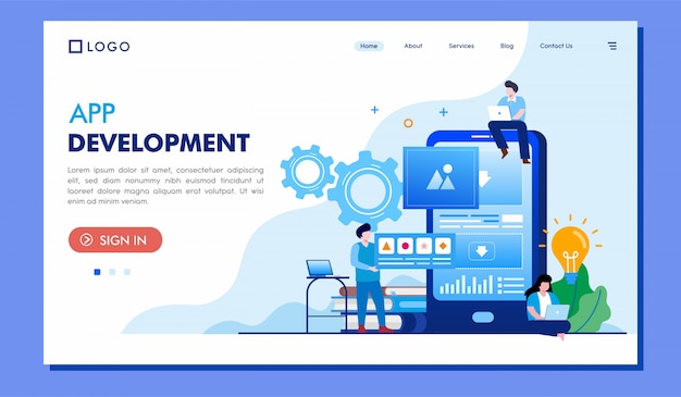App Rozwoju Strony Docelowej Strony Internetowej Ilustracyjny Wektorowy Projekt