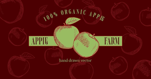 Apple Farm Logo I Transparent Ręcznie Rysowane Wektor