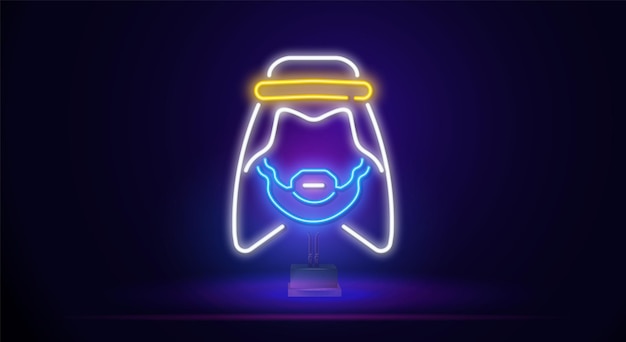 Arab man logo wektor linii neon sztuki portret kolorowy design z ciemnym tłem Abstrakcyjna graficzna ilustracja Ilustracja wektorowa