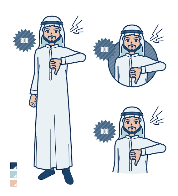 Arab w białym stroju z obrazami Booing