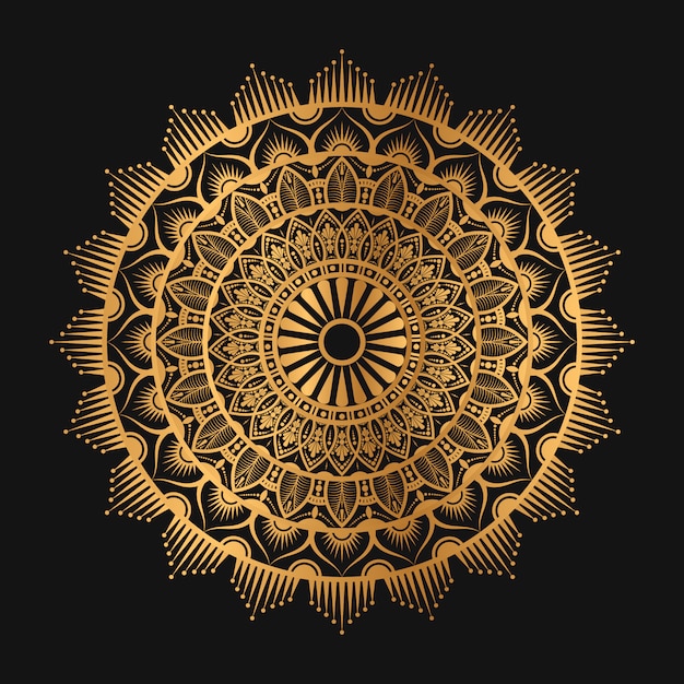 Plik wektorowy arabeskowa geometryczna mandala w złotym kolorze