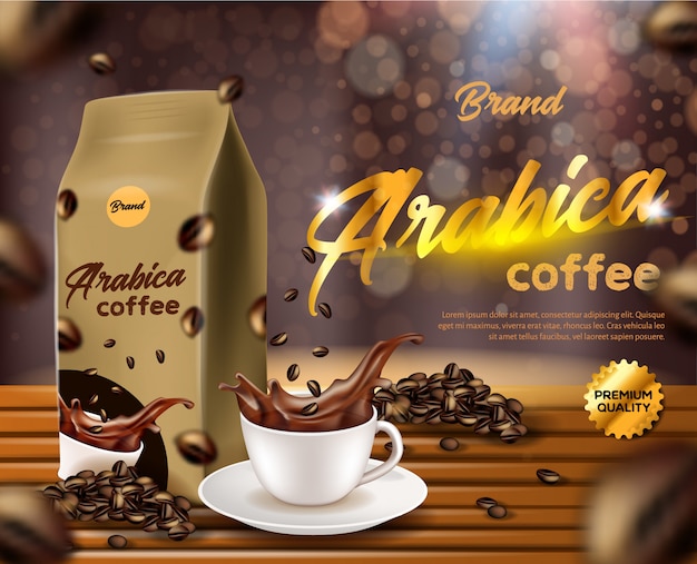 Arabica Coffee Banner, Papierowa Saszetka Torebki Foliowej