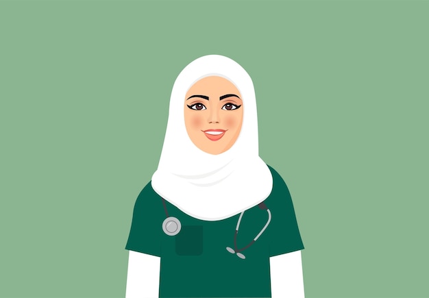 Plik wektorowy arabka ubrana w mundurek pielęgniarski
