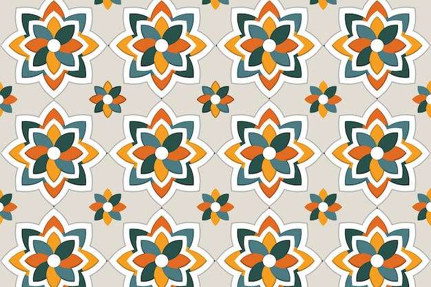 Plik wektorowy arabski kwiatowy arabeska bezszwowy wzór wschodni motyw papieru styl tła