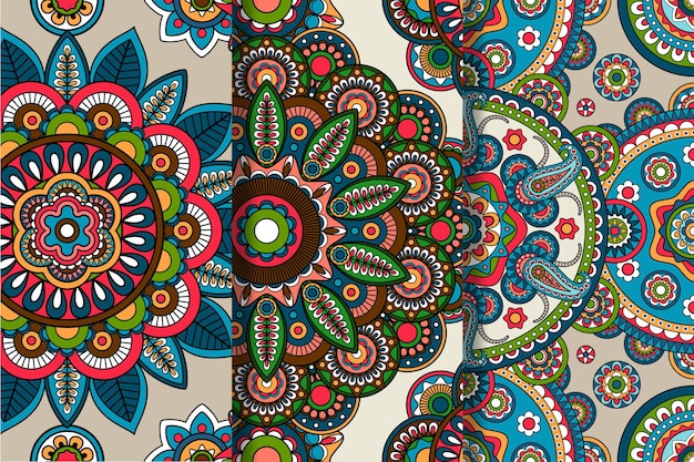 Arabski Lub Indyjski Bezszwowe Okrągły Wzór Ornamentu
