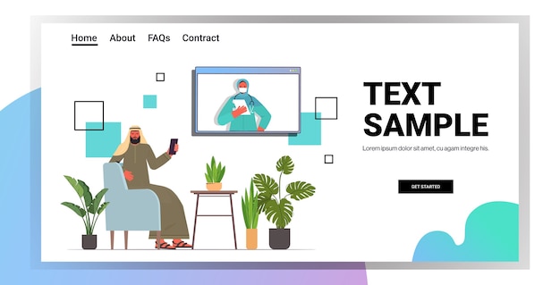 Arabski Pacjent Rozmawiający Z Arabską Lekarką W Oknie Przeglądarki Internetowej