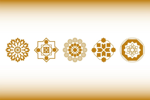 Arabski Wzór Abstrakcyjny Zestaw Ikon Zaokrąglony Symbol Wektor Spirografy Luksusowe Abstrakcyjne Geometryczne