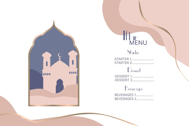Plik wektorowy arabskie menu restauracji karta powitalna ramadan iftar party wektor