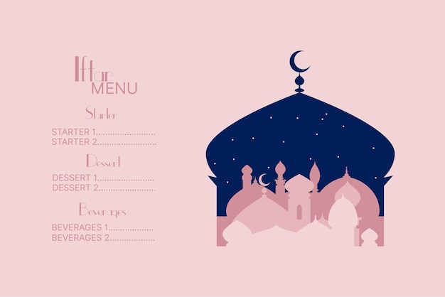 Arabskie Menu Restauracji Karta Powitalna Ramadan Iftar Party Wektor