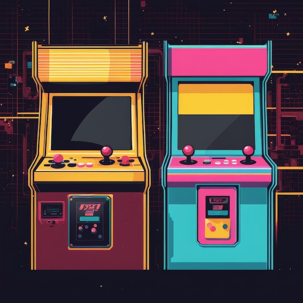 Plik wektorowy arcade machine - gra wideo w stylu retro, wektorowej ilustracji, gra w stylu retro.