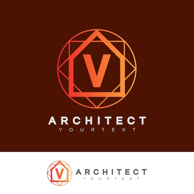 Architekt Wstępna Litera V Projekt Logo