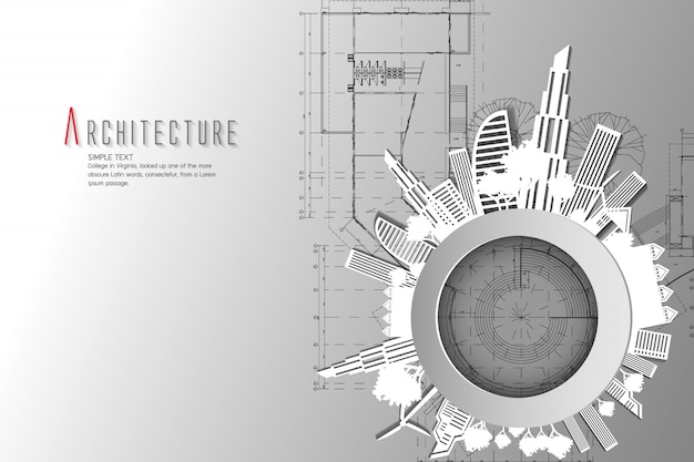 Architektura i projekt background.paper art style.