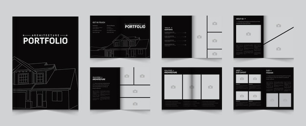 Plik wektorowy architektura i projektowanie wnętrz portfolio a4 standardowy rozmiar printready szablon broszury