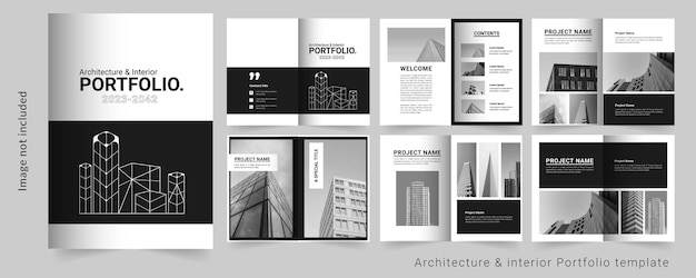 Plik wektorowy architektura portfolio lub szablon portfolio wnętrz