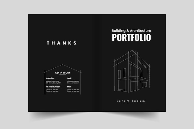 Architektura Portfolio Okładka Książki Szablon Układu Logo Okładka Książki Marki